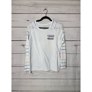 Arizona Girls Weekend Crew T Shirt Long Raglan Sleeve White Stripe Plus 20.5 2XL